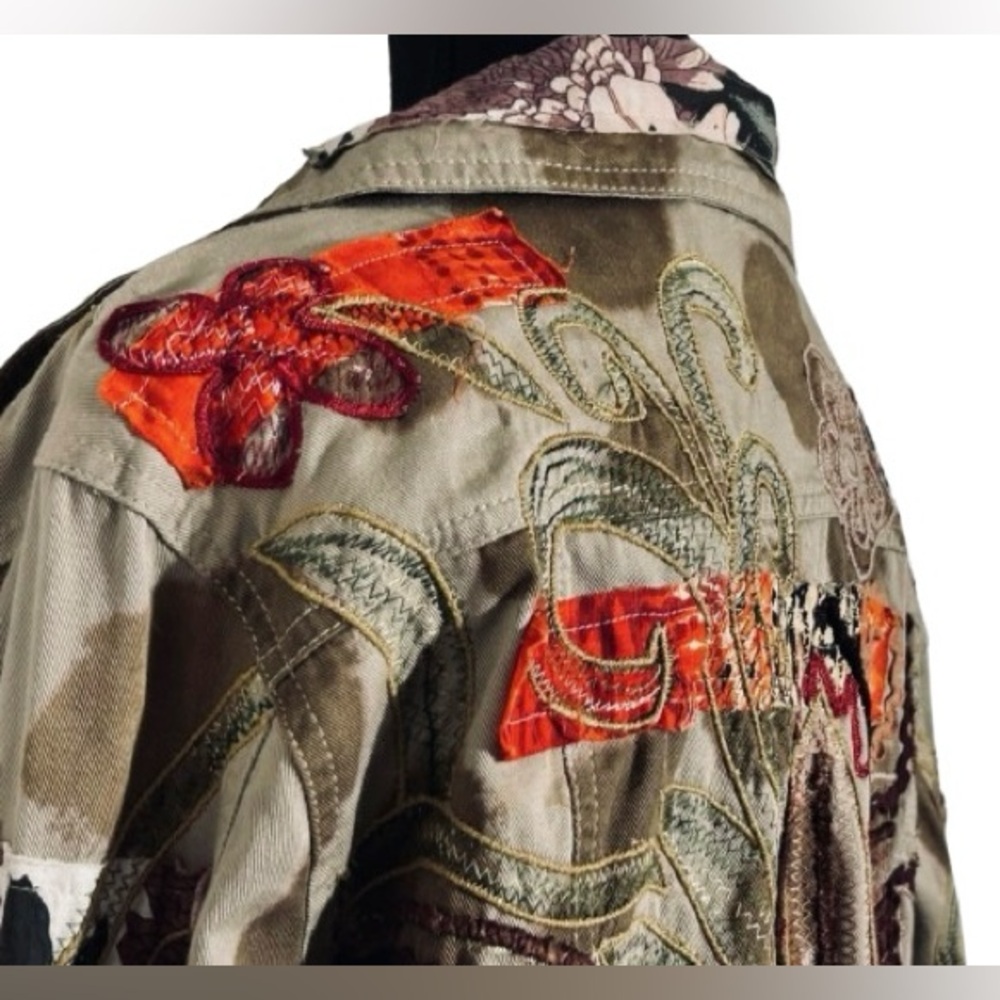 Vintage Embroidered Boho Patchwork Boho Cotton Jacket 80’s Floral 90’s Large - Picture 7 of 14